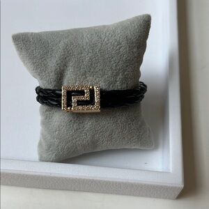 Black and Gold Greek Key Bracelet with Modern Design
